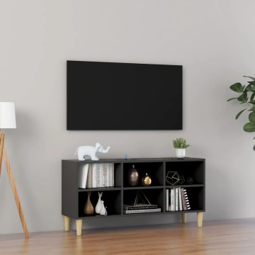 FAMIROSA Mobile TV Gambe in Legno Massello Grigio Cemento 103,5x35x50 cm 